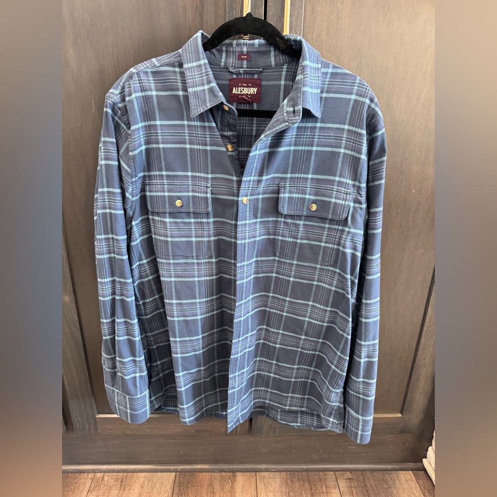 Men’s Large Alesbury Blue Plaid Men's Shirt